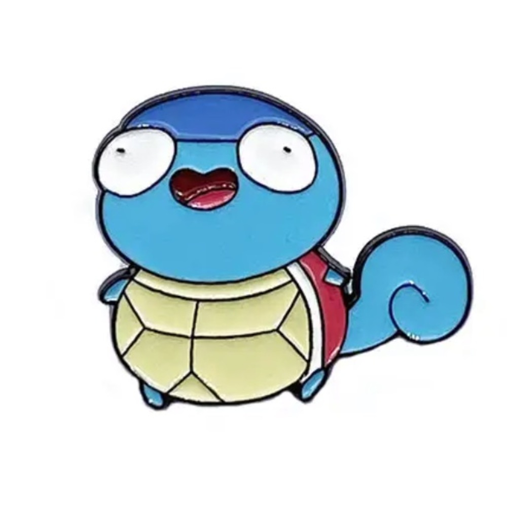 Silly Squirtle Enamel Pin Funny Dopey Dumb Water Pokemon 90s TV Cartoon Gift